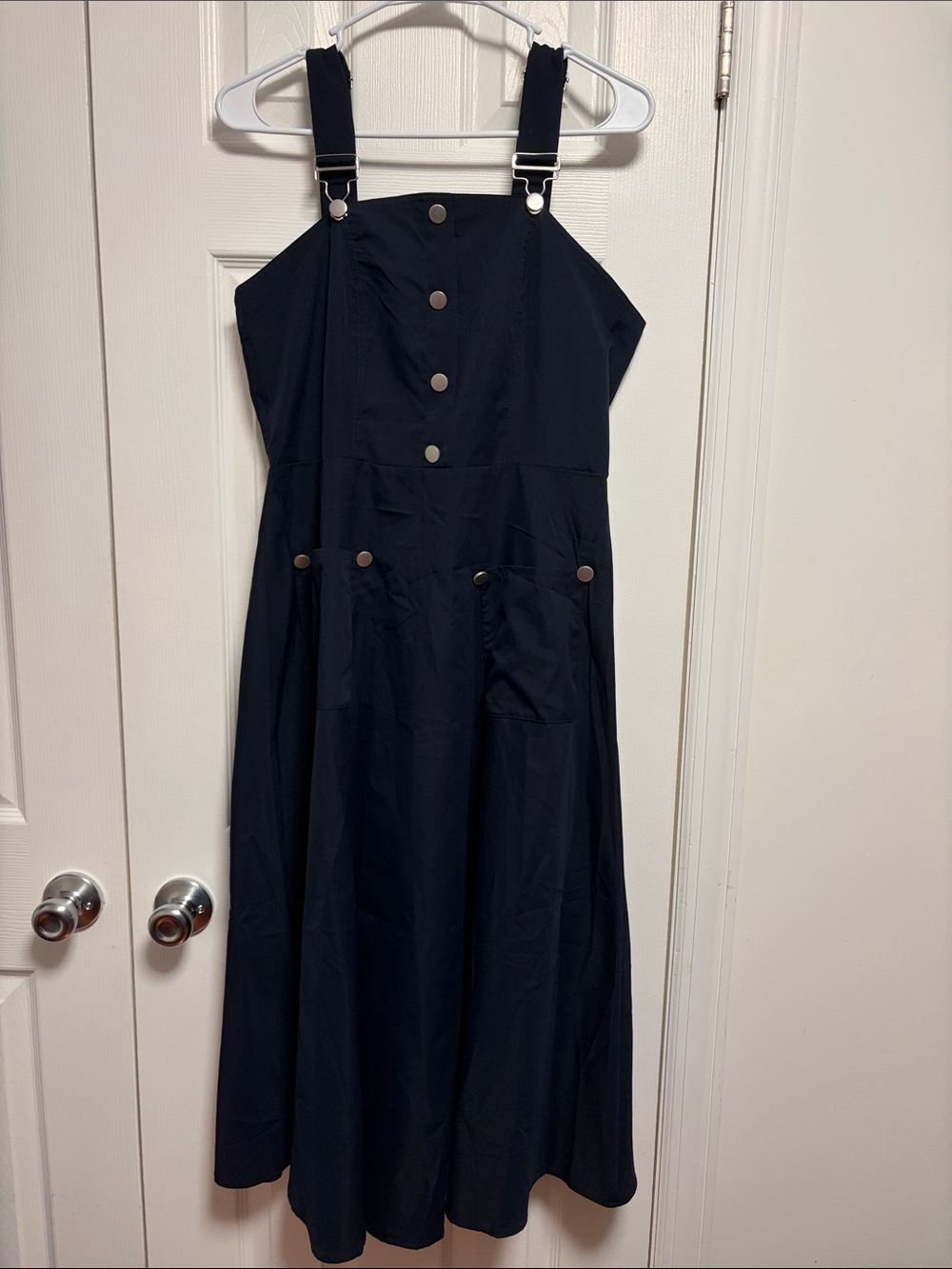Women's Black Button-Front Pinafore Dress
